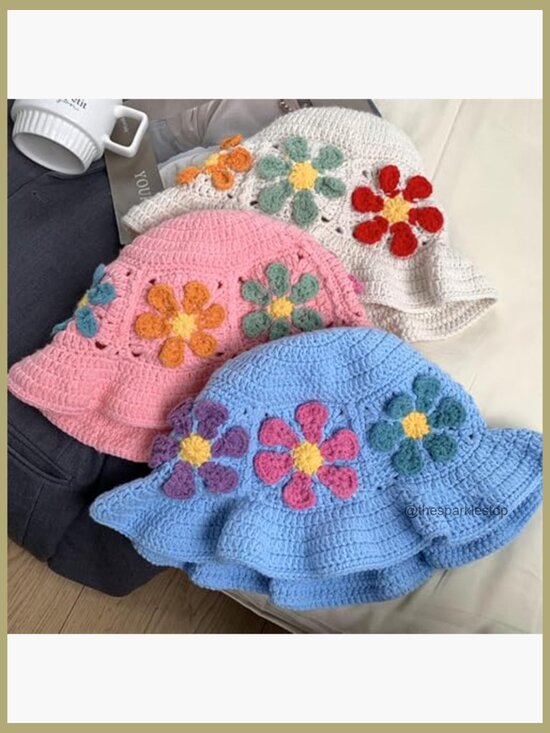 Crochet Bucket Hat Knit Beanie Winter Hat Lightweight Foldable main image 5